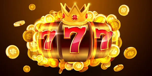 Zlatý Automat Vyhrává Jackpot 777 Big Win Koncept Kasino Jackpot Stock Ilustrace