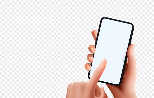 Telefon Handen Transparent Bakgrund Smart Telefon Med Hjälp Handtag Gadget Vektorgrafik