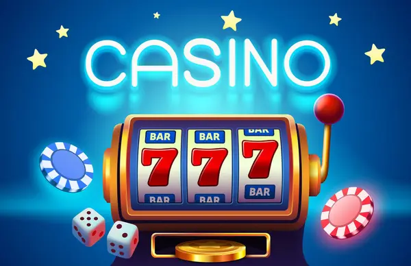 Casino 777 Banner Slots Maskine Vinder Jackpot Lykke Vektor vektorgrafik
