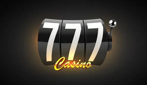 Черный Игровой Автомат Выигрывает Джекпот 777 Концепция Большой Победы Джекпот — стоковый вектор