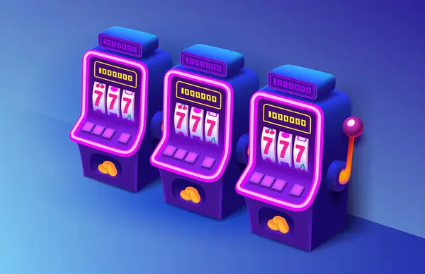 Casino 777 Banner Slots Machine Winner Jackpot Fortune Luck Vector — Stock Vector