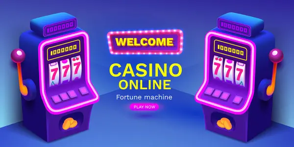 Casino 777 Banner Slots Maskine Vinder Jackpot Lykke Vektor Royaltyfrie stock-illustrationer
