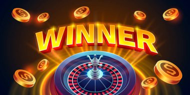 Kumarhane servet makinesi sahibi, büyük şans getiren, afiş kazanan. Vektör