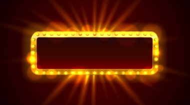 Hafif çerçeve etiketi, bar kumarhanesi, gösteri tabelası. Vektör