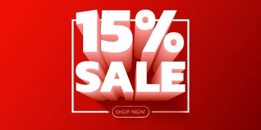 15 percent Off. Discount creative composition. Mega Sale. Vector illustration.