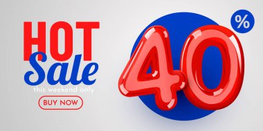 40 percent Off. Discount creative composition. Mega Sale. Vector illustration.