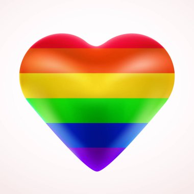 Kalp gökkuşağı lgbt renklerinde. Gurur ayı. Özgür aşkın sembolü. Vektör illüstrasyonu