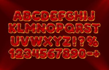 Altın yakut yazı tipi koleksiyonu, harfler ve sayılar sembolü. Vektör