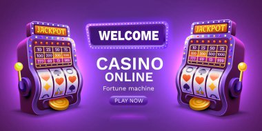 Kumarhane 777 slot makinası galibi, büyük şans. Vektör