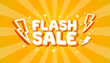 Flaş satışı, büyük satış teklifi, poster etiketi. Vektör