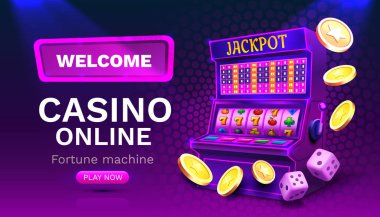 Kumarhane 777 slot makinası galibi, büyük şans. Vektör