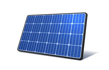 Güneş paneli elektrik üretimi, beyaz arkaplanda vektör