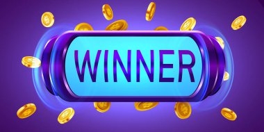 Neon slot makinesi ikramiyeyi kazandı. 777 kazandı. Kumarhane ikramiyesi. Vektör illüstrasyonu