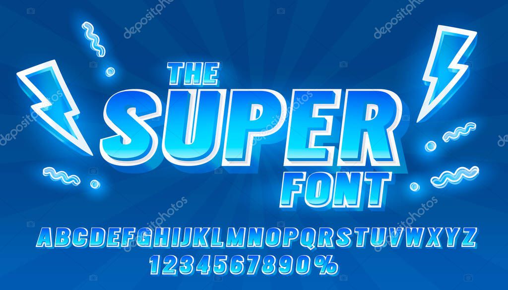 The Super font set collection, letters and numbers symbol. Vector