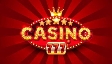 Kumarhane çerçevesi etiketi, slot makinası, gece Vegas. Vektör