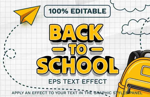 stock vector Back to school, Editable text effect. Vector