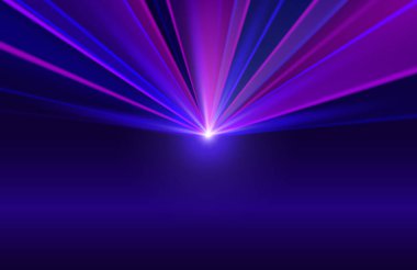Dans sahnesinde lazer ışınları, gece arkaplanı. Vektör