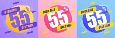 55 percent Off. Discount creative composition. Mega Sale. Vector illustration. clipart