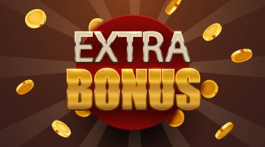 Düşen altın paralarla ekstra ikramiye. Nakit mi yoksa ödül konsepti mi? Vektör illüstrasyonu