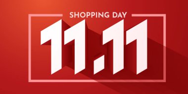 11: 11 Alışveriş Günü indirimi. Küresel alışveriş günü. 11.11 Çılgın satışlar online. Vektör illüstrasyonu