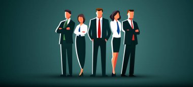 Business people standing together as a team. Vector illustration