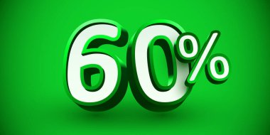 Yüzde 60 indirimli. 3D numara 60. Satış afişi. Vektör illüstrasyonu.