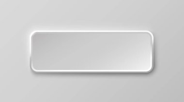 Beyaz çerçeve etiketi, olay çubuğu düğmesi, gümüş tabela. Vektör