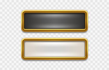 Çerçeve altın, tabela, şeffaf arka plan. Vektör illüstrasyonu