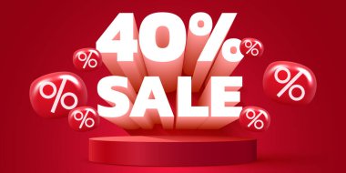 40 percent Off. Discount creative composition. Mega Sale. Vector illustration.