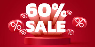 60 percent Off. Discount creative composition. Mega Sale. Vector illustration.