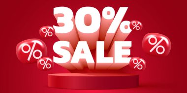 30 percent Off. Discount creative composition. Mega Sale. Vector illustration.