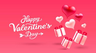 Sevgililer Günü 'nüz kutlu olsun. 14 Şubat' tan tebrik kartı. Vektör