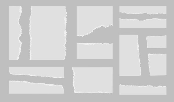 Осколки бумаги, набор разных листов бумаги. Вектор 