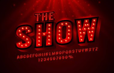 Yazı tipi kümesi koleksiyonunu, harfleri ve sayı simgesini göster. Vektör illüstrasyonu