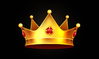 Mücevherli altın taç. Vektör illüstrasyonu