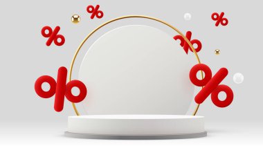 Flaş Satış. Renkli indirimli satış podyumu. Özel promosyon kompozisyonu. Vektör illüstrasyonu