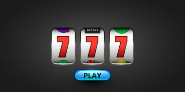 Kumar makinesi büyük ikramiyeyi kazandı. 777 Büyük Kazanç konsepti. Kumarhane ikramiyesi. Vektör illüstrasyonu