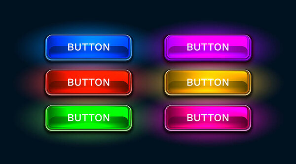 Light button, frame label, event web bar, buttons with color. Vector