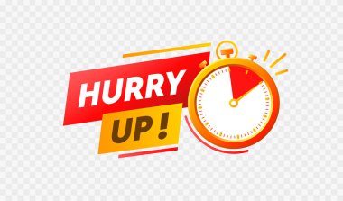 Acele et, zaman satışı, özel teklif, rozet mesajı. Vektör illüstrasyonu