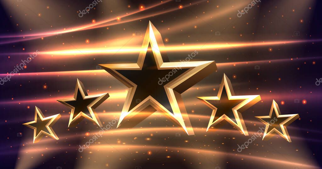 Awards nomination name podium, golden prize event, scene star ceremony. Vector