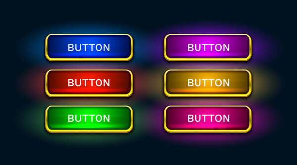 Light button, frame label, event web bar, buttons with color. Vector