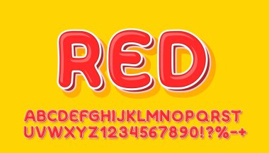 Şeker yazı tipi, fırça şekeri. İngiliz alfabesi ve sayı işaretleri. Vektör