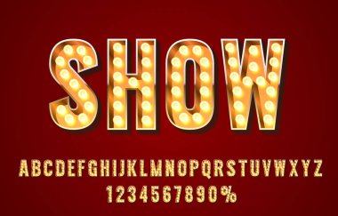 Yazı tipi kümesi koleksiyonunu, harfleri ve sayı simgesini göster. Vektör