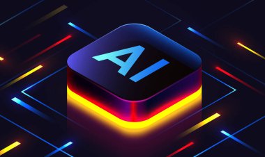 Devre kartında parlak parlak cam bir bilgisayar çipi var. Teknoloji geçmişi. Teknik bg 'de işlemci. Ana kartta bilgisayar mikroçipi var. Vektör illüstrasyonu