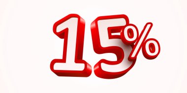 Yüzde 15 indirim. 3D numara 10. Satış afişi. Vektör illüstrasyonu.