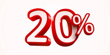 Yüzde 20 indirim. 3D numara 10. Satış afişi. Vektör illüstrasyonu.