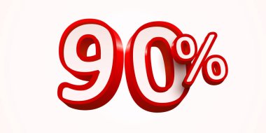 Yüzde 90 indirim. 3D numara 10. Satış afişi. Vektör illüstrasyonu.
