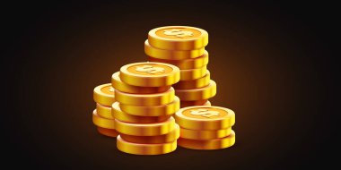 Bir yığın altın para. Vektör illüstrasyonu