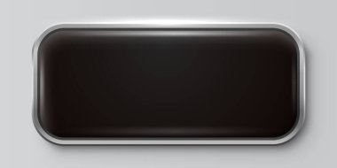 Lüks Düğme veya Çerçeve. Parlak metal afiş. Vektör illüstrasyonu