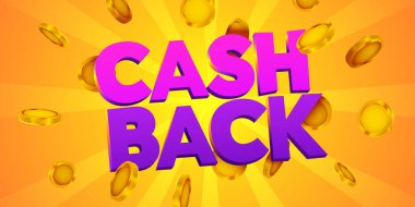 Bozuk paralarla birlikte nakit para arka planı. Nakit veya para iade etiketi. Vektör illüstrasyonu